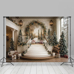 Lofaris Wunderschön Treppe Wandgemälde Weihnachten Studio Hintergrund