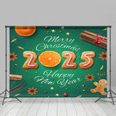 Lofaris Grün Plätzchen Orange 2025 Weihnachten Neu Jahr Hintergrund