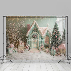 Lofaris Grün Rosa Schneebedeckt Bäume Urlaub Winter Foto Hintergrund