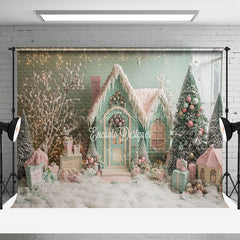 Lofaris Grün Rosa Schneebedeckt Bäume Urlaub Winter Foto Hintergrund