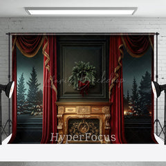 Lofaris Grün Rot Gold Vorhang Kranz Weihnachten Hintergrund