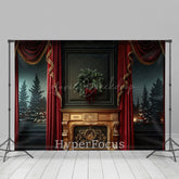 Lofaris Grün Rot Gold Vorhang Kranz Weihnachten Hintergrund