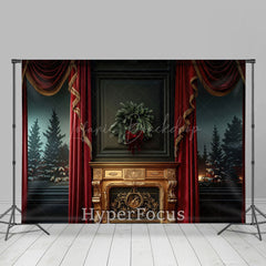 Lofaris Grün Rot Gold Vorhang Kranz Weihnachten Hintergrund