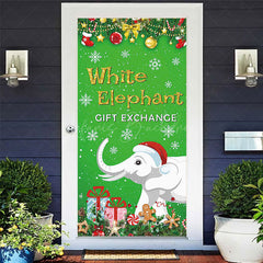 Lofaris Grün Weiß Elefant Schneeflocke Weihnachten Tür Abdeckung