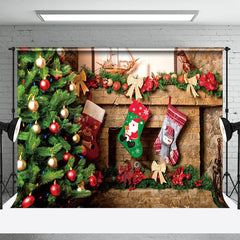 Lofaris Grün Weihnachten Bäume Kamin Socken Weihnachten Hintergrund