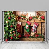 Lofaris Grün Weihnachten Bäume Kamin Socken Weihnachten Hintergrund