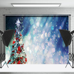 Lofaris Dunstig Licht Blau Bokeh Weihnachten Baum Hintergrund