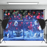 Lofaris Schwer Schneefall Glocken Kiefer Blätter Weihnachten Hintergrund