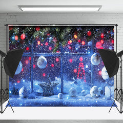 Lofaris Schwer Schneefall Glocken Kiefer Blätter Weihnachten Hintergrund