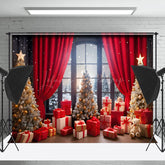Lofaris Drinnen Weihnachten Festlich Zimmer Fenster Szene Hintergrund