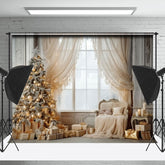 Lofaris Drinnen Warm Heim Weihnachten Bäume Beige Weihnachten Hintergrund