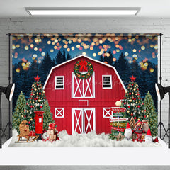 Lofaris Licht Bokeh Rot Scheune Nacht Wald Weihnachten Hintergrund