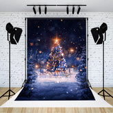 Lofaris Licht Bokeh Schneebedeckt Wald Weihnachten Baum Hintergrund