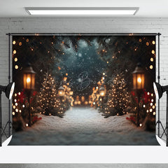 Lofaris Licht Bokeh Schneebedeckt Weg Winter Weihnachten Hintergrund