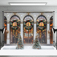 Lofaris Licht Funkeln Kranz Baum Fenster Weihnachten Hintergrund