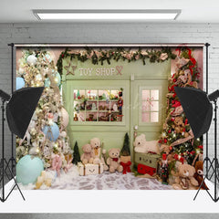 Lofaris Licht Grün Spielzeug Geschäft Baum Weihnachten Stimmung Hintergrund