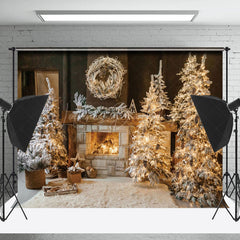 Lofaris Licht Kiefer Blätter Holz Kamin Weihnachten Hintergrund