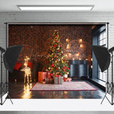 Lofaris Licht Zeichenfolge Reh Ziegel Wand Weihnachten Hintergrund
