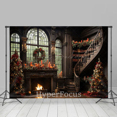 Lofaris Luxus Braun Kamin Treppe Weihnachten Hintergrund