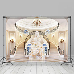 Lofaris Luxus Villa Weiß Treppe Weihnachten Baum Hintergrund