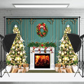 Lofaris Luxus Wand Kranz Kamin Baum Weihnachten Hintergrund