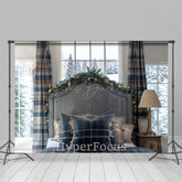 Lofaris Modern Blau Plaid Vorhang Bettwäsche Weihnachten Hintergrund
