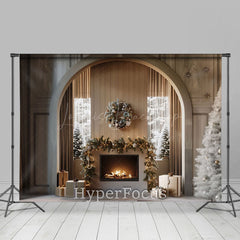 Lofaris Modern Grau Kamin Kranz Weihnachten Hintergrund
