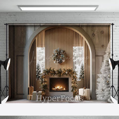 Lofaris Modern Grau Kamin Kranz Weihnachten Hintergrund