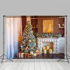 Lofaris Modern Zimmer Weiß Vorhang Baum Weihnachten Hintergrund