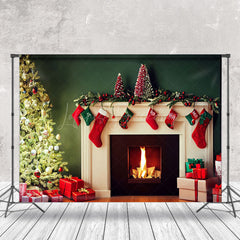 Lofaris Modern Weiß Kamin Socken Weihnachten Baum Hintergrund