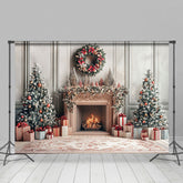 Lofaris Modern Weiß Wand Weihnachten Stimmung Kamin Hintergrund