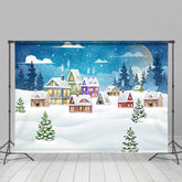 Lofaris Mond Nacht Wolke Schneebedeckt Niedlich Stadt Weihnachten Hintergrund