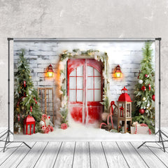Lofaris Mystisch Weihnachten Szene Schneebedeckt Hütte Funkelnd Hintergrund