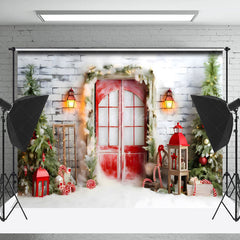 Lofaris Mystisch Weihnachten Szene Schneebedeckt Hütte Funkelnd Hintergrund