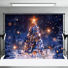 Lofaris Nacht Schwach Licht Bokeh Schnee Weihnachten Baum Hintergrund