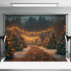 Lofaris Nacht Warm Licht Kiefer Baum Weg Weihnachten Hintergrund