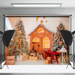 Lofaris Orange Hütte Dekoration Innere Weihnachten Hintergrund
