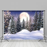 Lofaris Malerei Schneebedeckt Winter Mond Nacht Wald Hintergrund