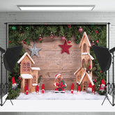 Lofaris Kiefer Dekor Aus Holz Haus Weihnachten Foto Hintergrund