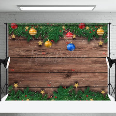Lofaris Kiefer Blatt Glocken Braun Holz Getreide Weihnachten Hintergrund