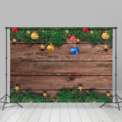 Lofaris Kiefer Blatt Glocken Braun Holz Getreide Weihnachten Hintergrund