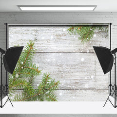 Lofaris Kiefer Blatt Schneebedeckt Beige Holz Getreide Weihnachten Hintergrund