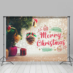 Lofaris Kiefer Blätter Geschenke Sekt Bokeh Weihnachten Hintergrund