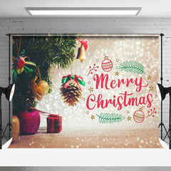 Lofaris Kiefer Blätter Geschenke Sekt Bokeh Weihnachten Hintergrund