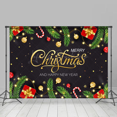 Lofaris Kiefer Blätter Geschenke Fröhlich Weihnachten Neu Jahr Hintergrund