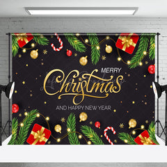 Lofaris Kiefer Blätter Geschenke Fröhlich Weihnachten Neu Jahr Hintergrund