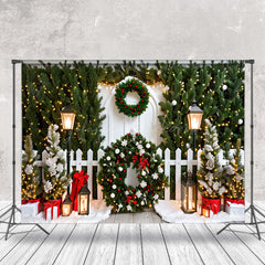 Lofaris Kiefer Blätter Kranz Geschenke Weihnachten Foto Hintergrund