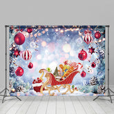 Lofaris Kiefer Rot Ornamente Wagen Bokeh Weihnachten Hintergrund