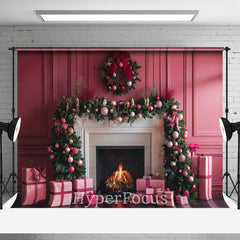 Lofaris Rosa Jahrgang Wand Kamin Kranz Weihnachten Hintergrund