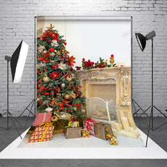 Lofaris Weihnachtsstern Kiefer Baum Klassiker Kamin Weihnachten Hintergrund